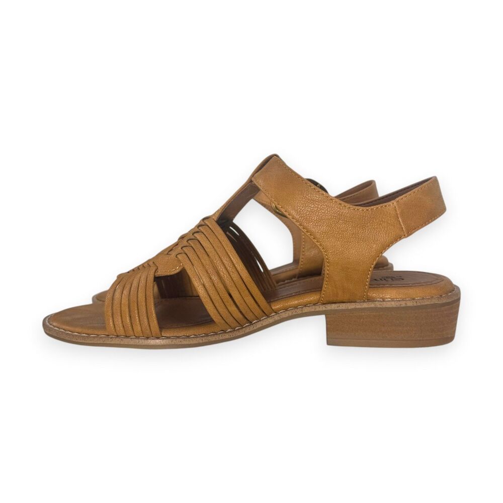 Comfort Sandals Eurosoft 8.5 Tan Strappy Block Heel Naidley New - Picture 14 of 14